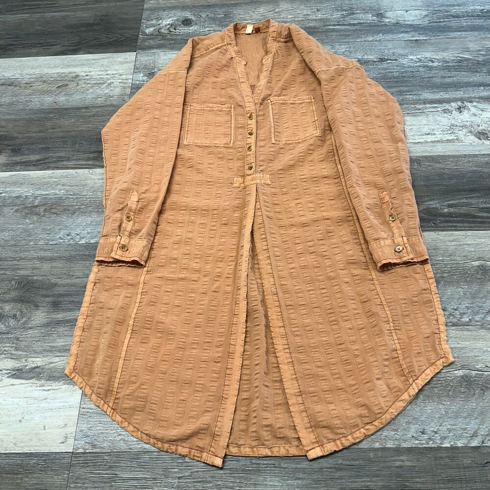 Pilcro and‎ the Letterpress Seersucker Orange Womens XS Menagerie Boho Tunic Top